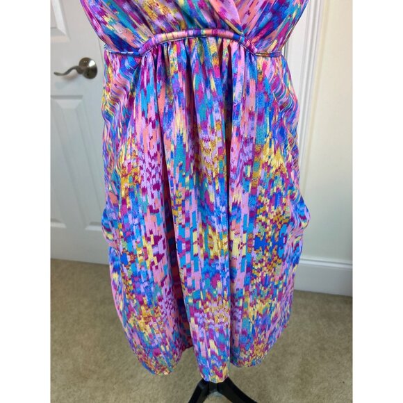 Aqua Women's Multicolor Sleeveless Lightweight Wrap Dress Tie Waist w/Pockets XS - Picture 5 of 13